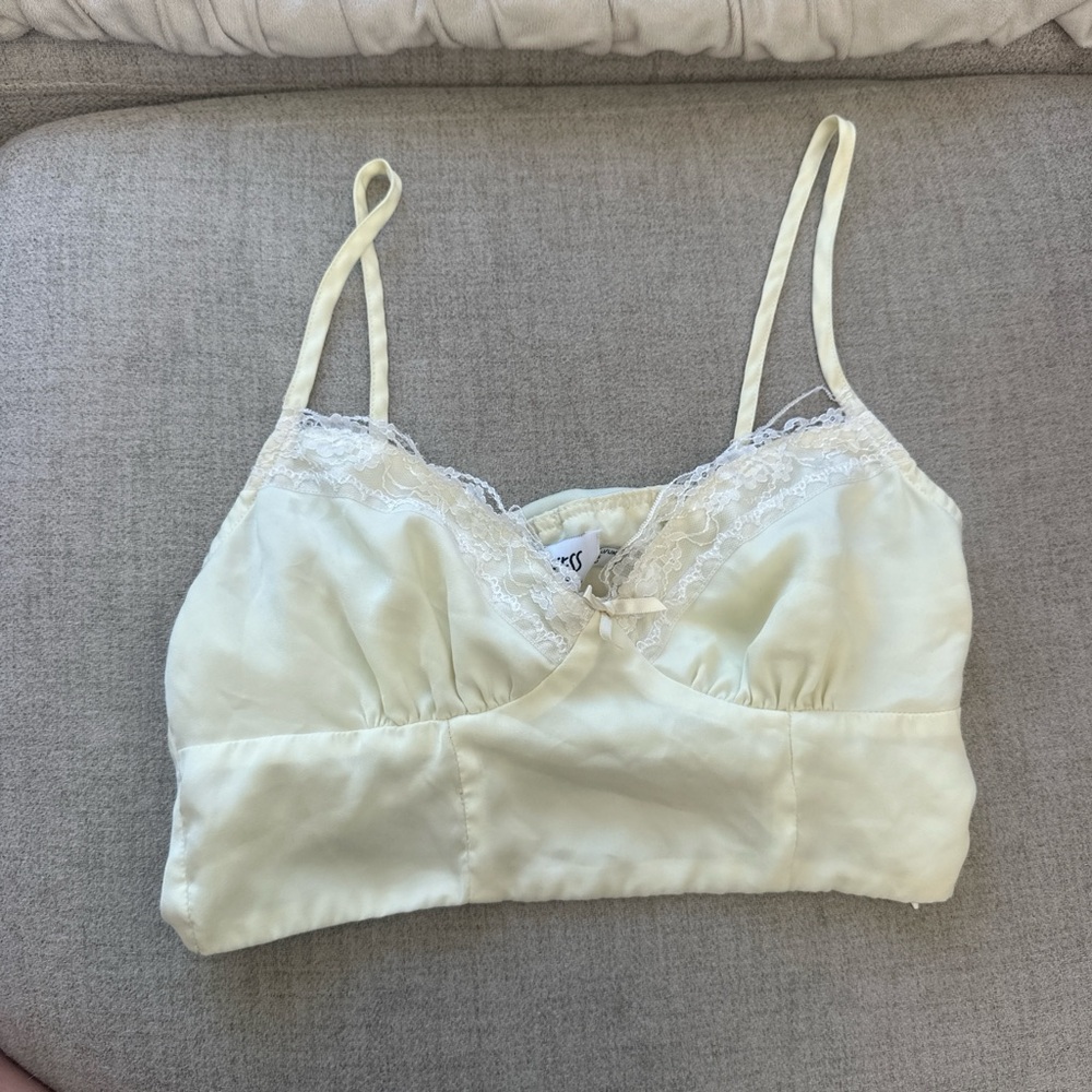 Princess Polly Butter Yellow Lace Top